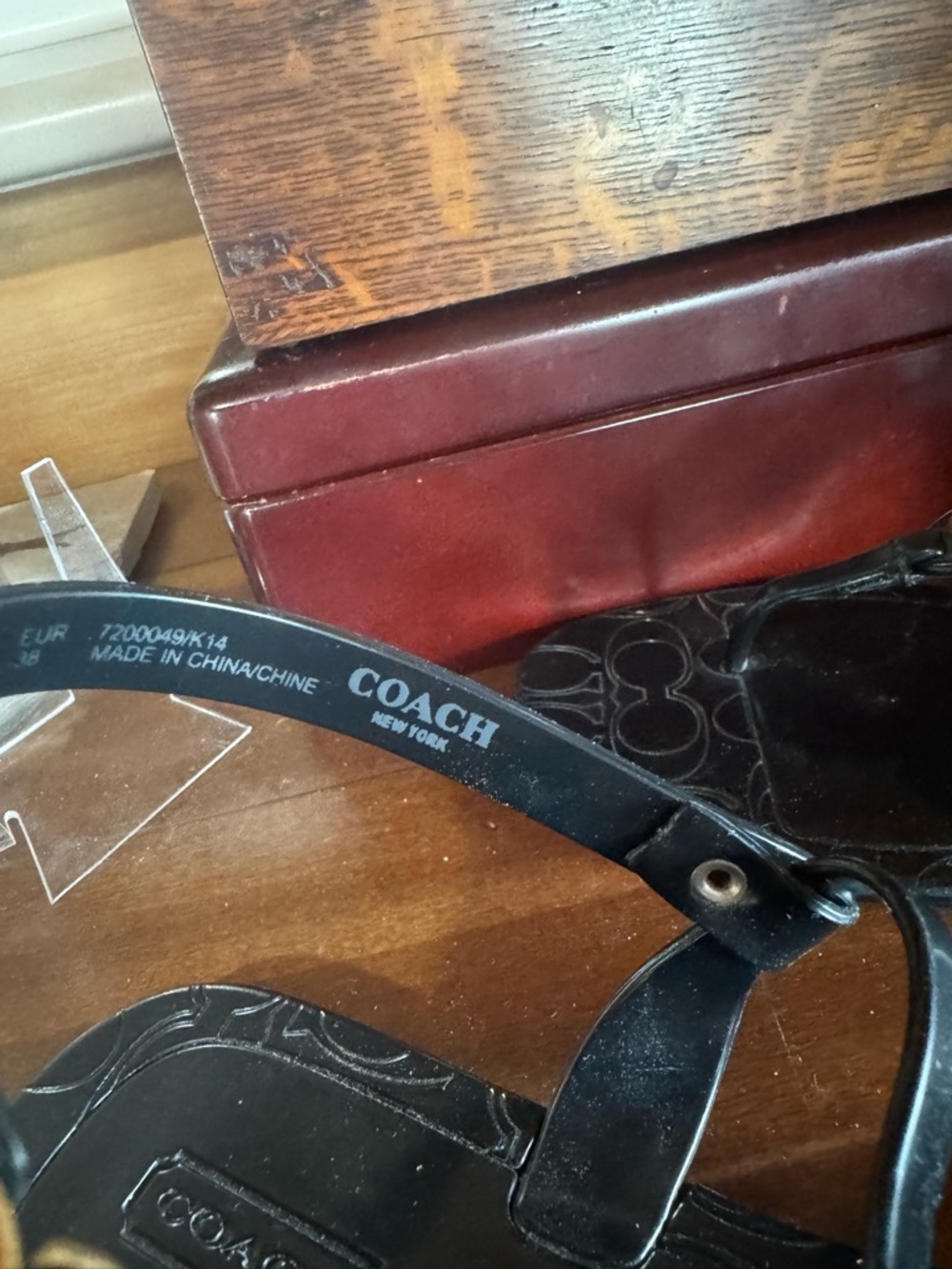 Coach Women's Black T-Strap Jelly Sandals with Gold Accent - Picture 3 of 4